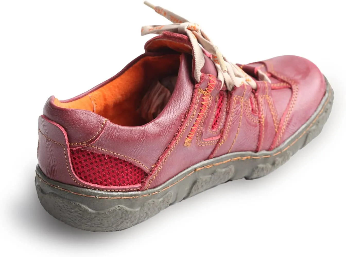 TMA EYES Women's Casual Lace-Up Breathable Mesh and Leather Sneaker