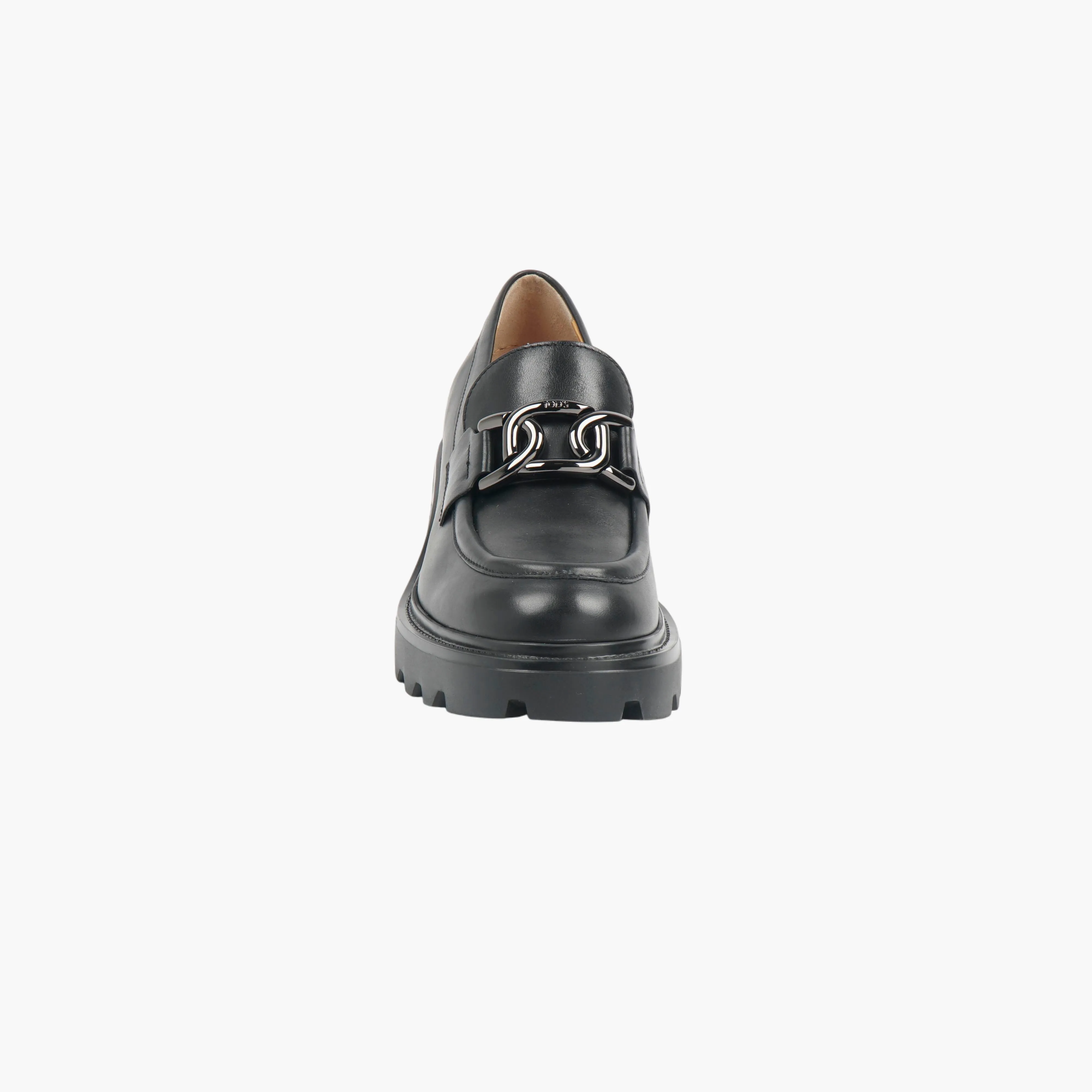 TOD'S Black Leather Loafers with Buckle