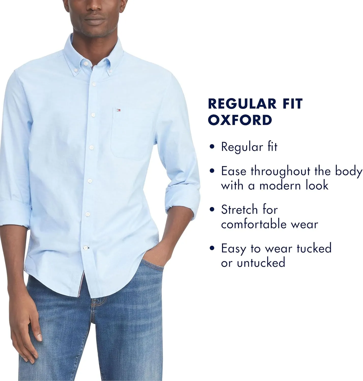 Tommy Hilfiger Men's Long Sleeve Button Down Oxford Shirt in Regular Fit