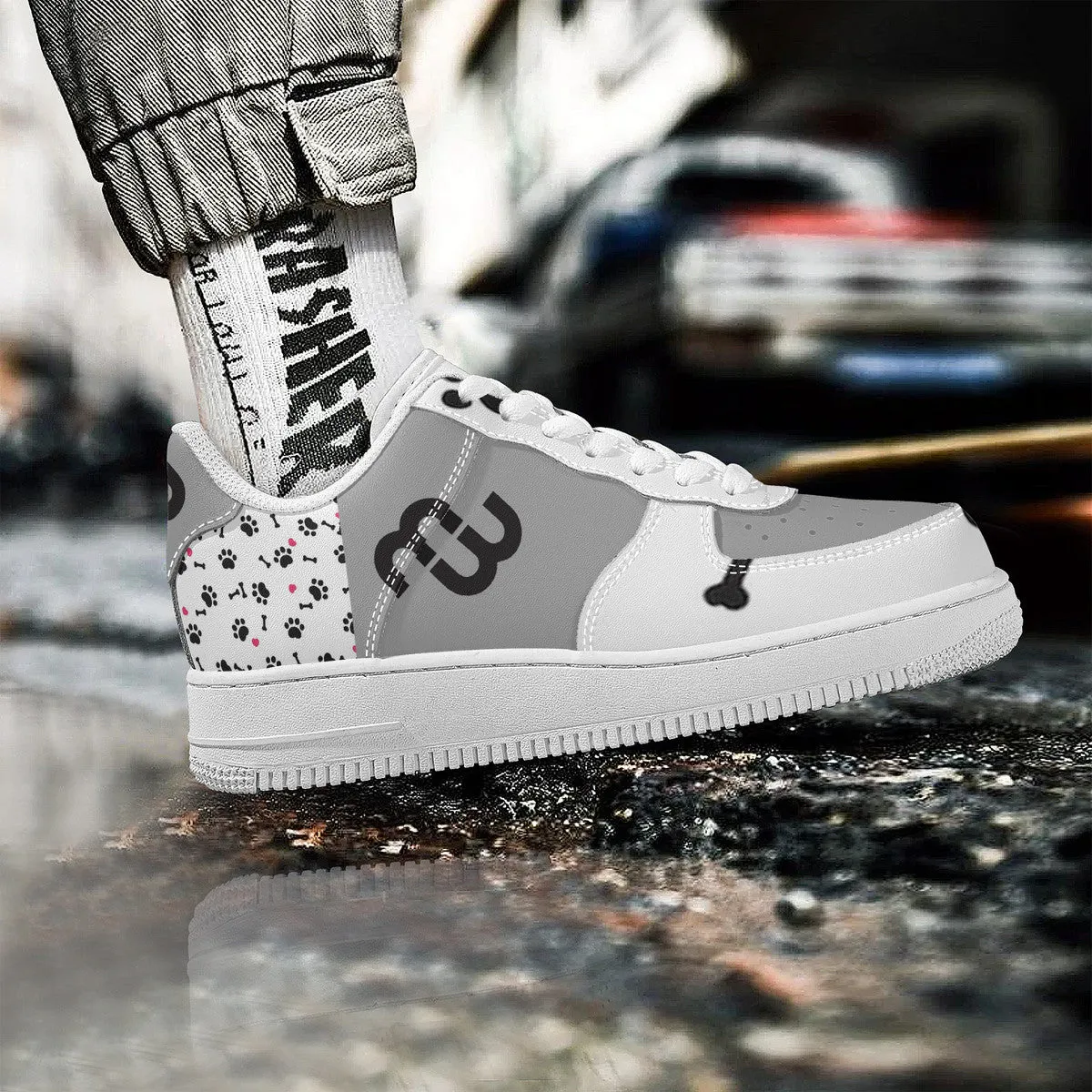 Top and Money puppy SF_F8 Unisex Sneaker Bushae grey Quick delivery Low white Supportive team paws