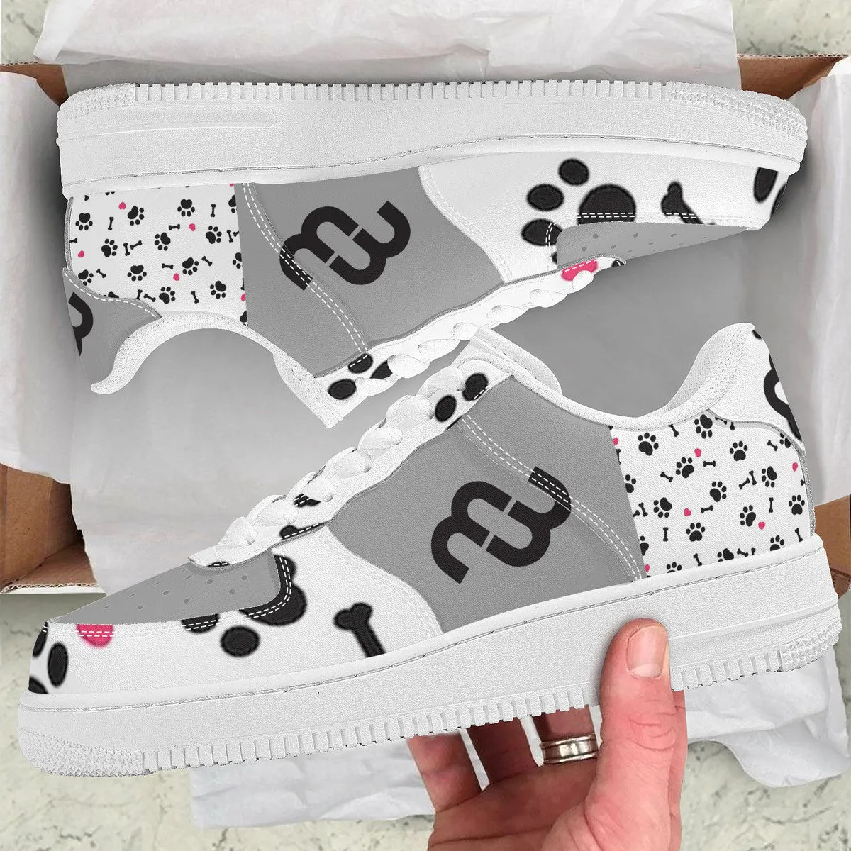 Top and Money puppy SF_F8 Unisex Sneaker Bushae grey Quick delivery Low white Supportive team paws