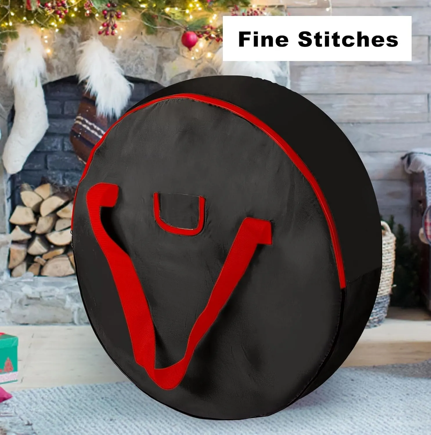 TQS Christmas Wreath Storage Bag 30inch -Large Christmas Wreath Storage Container-Durable Oxford Fabric, Dual Zippered, Easy to Slip The Wreath in & Out, Protect Wreath Garlands from Dust -Black