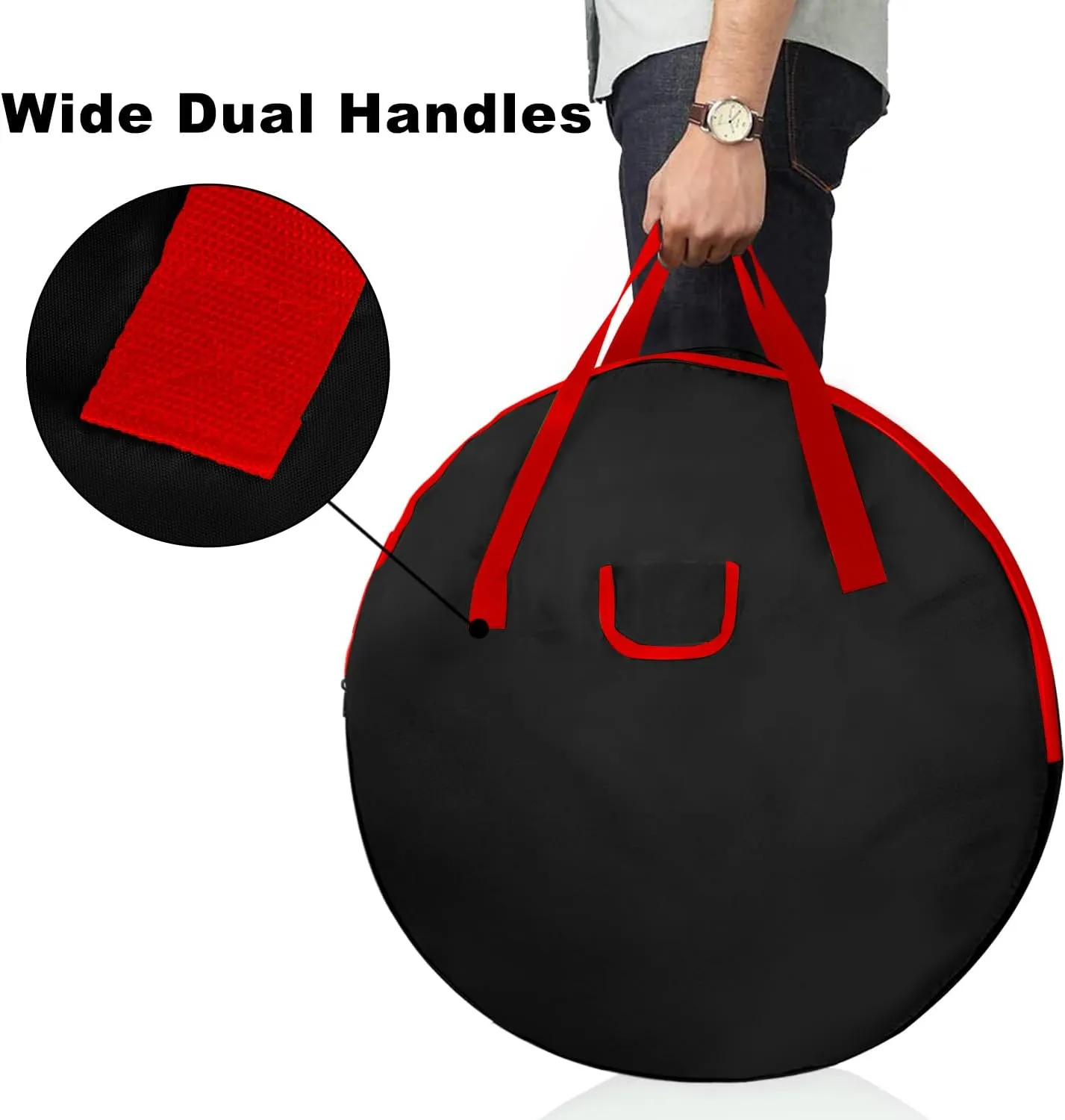 TQS Christmas Wreath Storage Bag 30inch -Large Christmas Wreath Storage Container-Durable Oxford Fabric, Dual Zippered, Easy to Slip The Wreath in & Out, Protect Wreath Garlands from Dust -Black