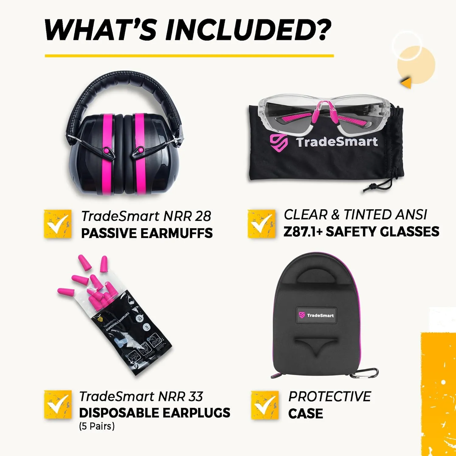 TradeSmart All-in-One Shooting Ear Protection - Comfort  NRR 28 Earmuffs, Glasses & Earplugs   Carry Case