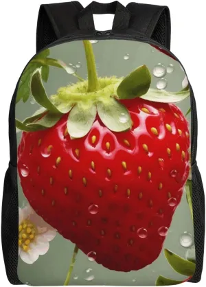Travel Backpack for Women Men Lightweight 17 inch Laptop Bag Lovely Strawberry Backpack Casual Daypack