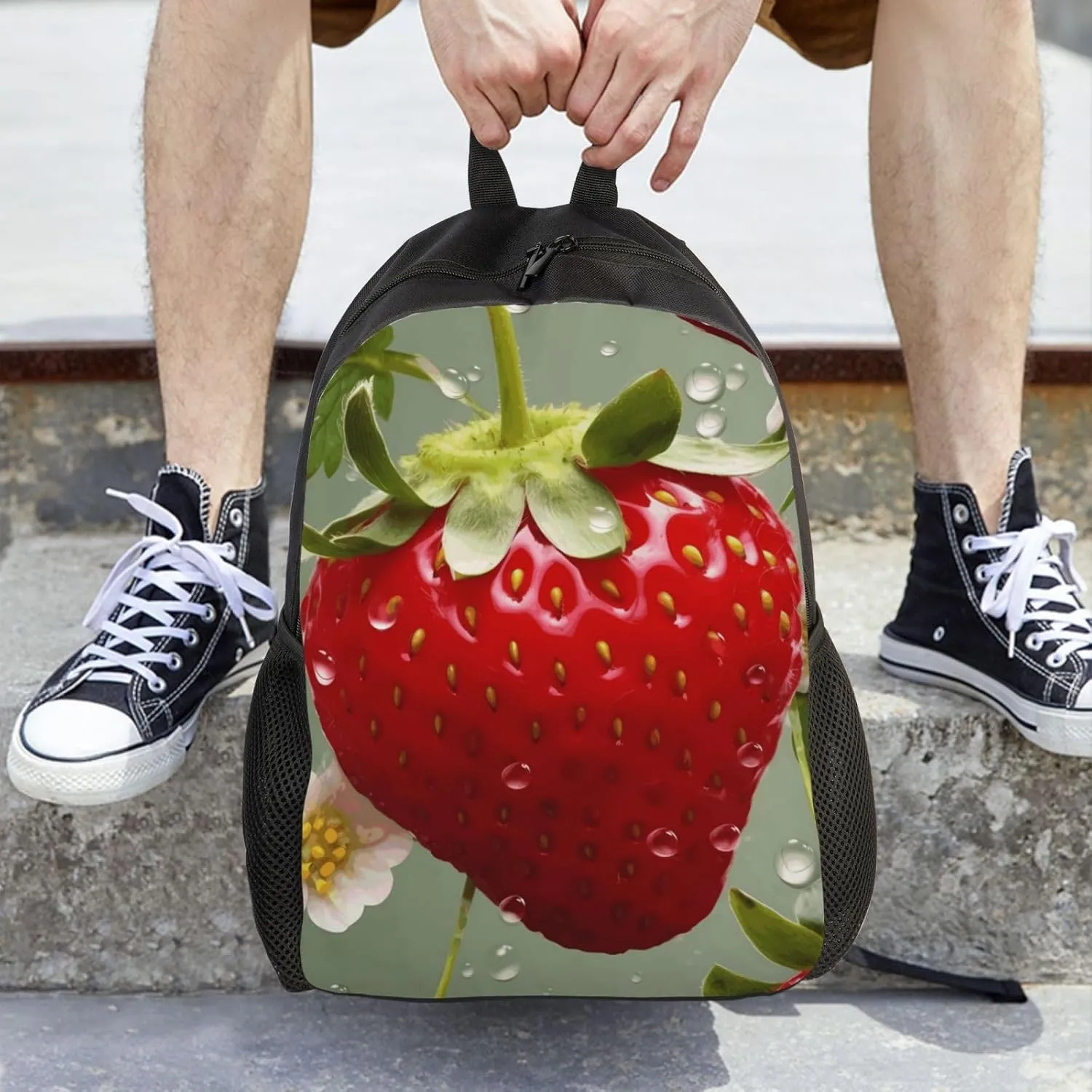 Travel Backpack for Women Men Lightweight 17 inch Laptop Bag Lovely Strawberry Backpack Casual Daypack