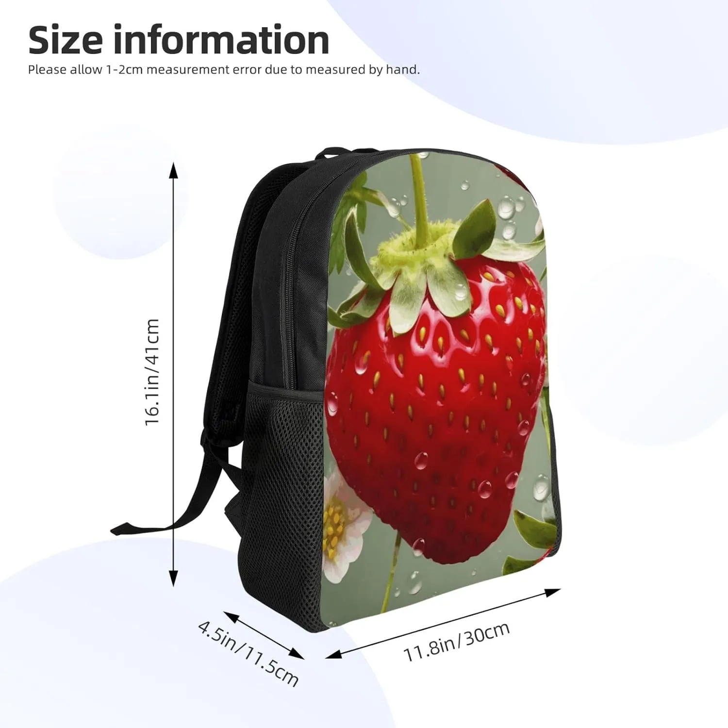Travel Backpack for Women Men Lightweight 17 inch Laptop Bag Lovely Strawberry Backpack Casual Daypack