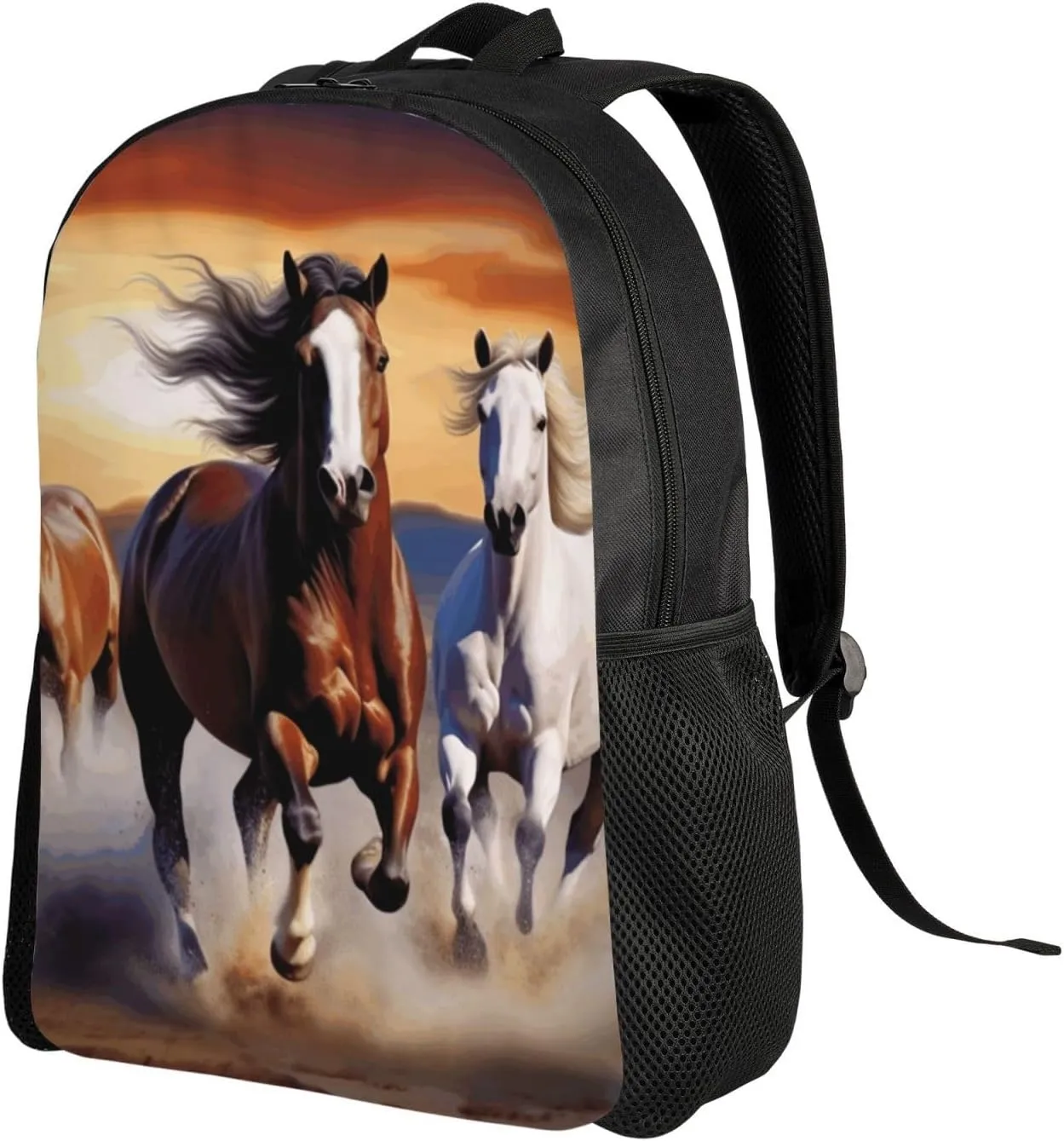 Travel Backpack for Women Men Lightweight 17 inch Laptop Bag Running Horses Backpack Casual Daypack