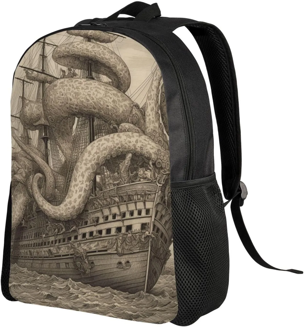 Travel Backpack for Women Men Lightweight 17 inch Laptop Bag Sailing Pirate Octopus Backpack Casual Daypack