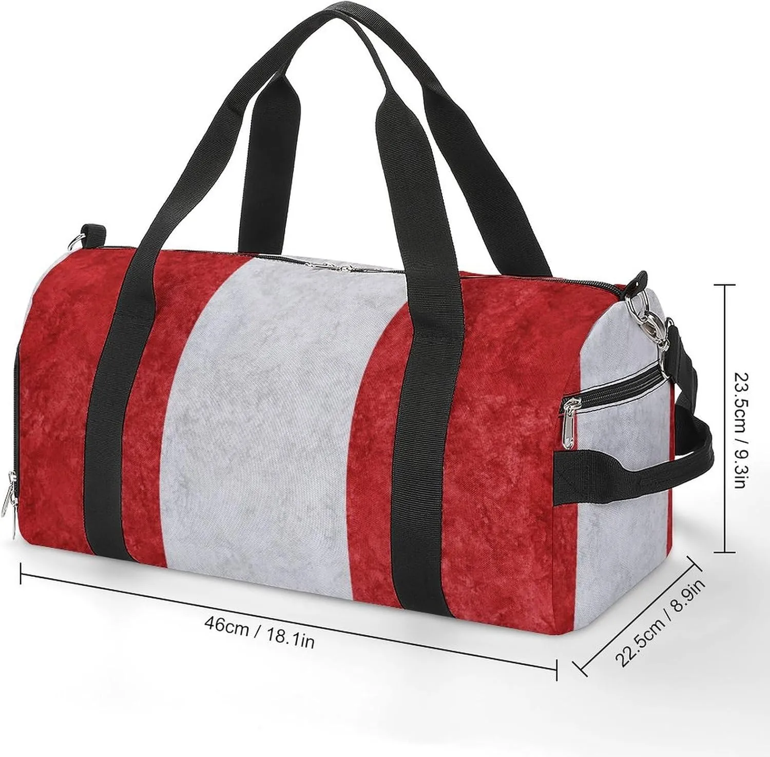 Travel Duffel Bag with Peru Flag Textured Shoe Compartment Waterproof Sports Gym