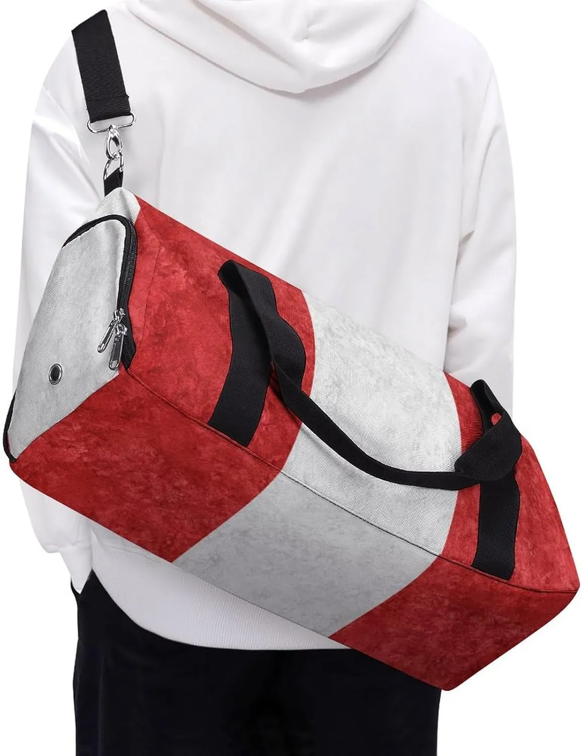 Travel Duffel Bag with Peru Flag Textured Shoe Compartment Waterproof Sports Gym