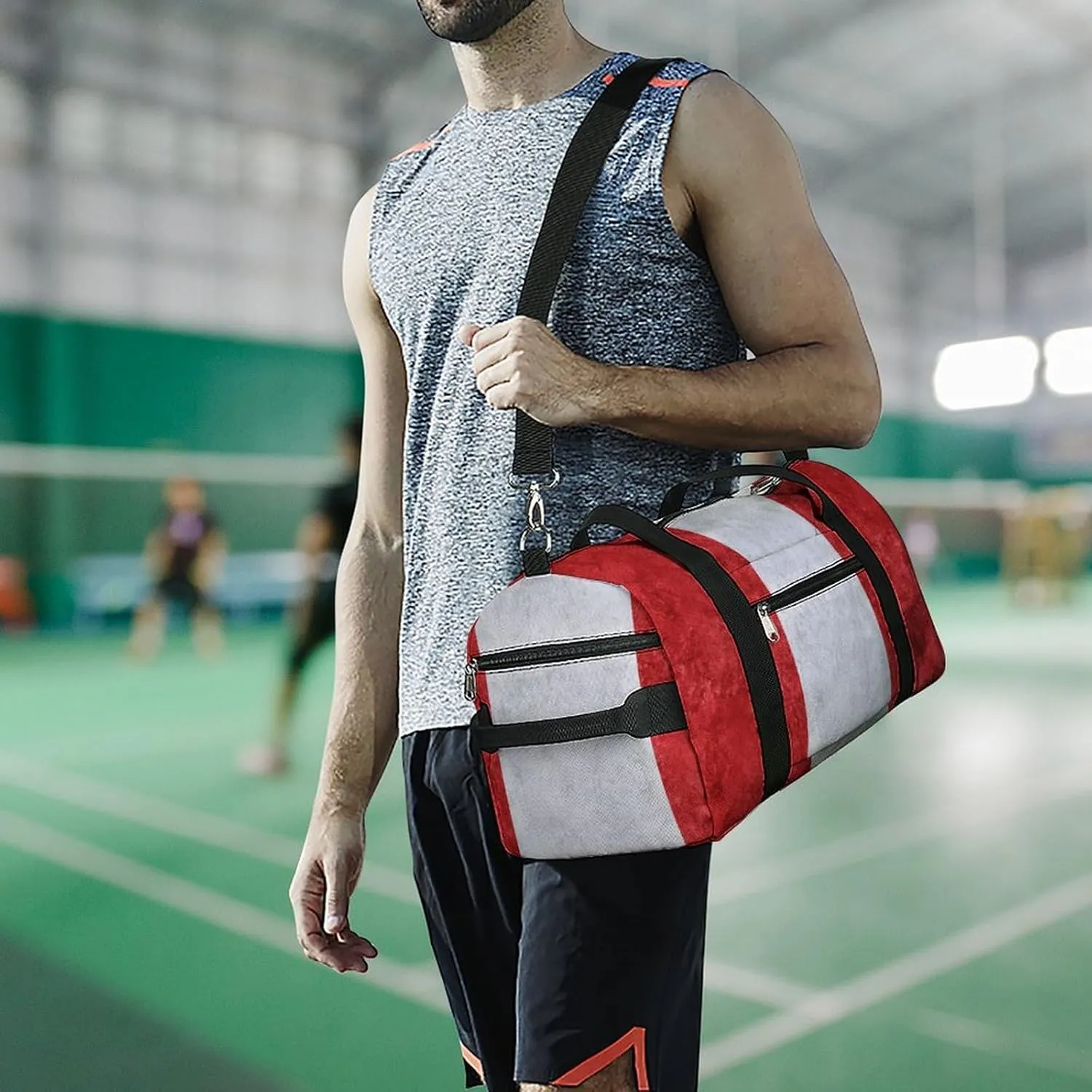 Travel Duffel Bag with Peru Flag Textured Shoe Compartment Waterproof Sports Gym