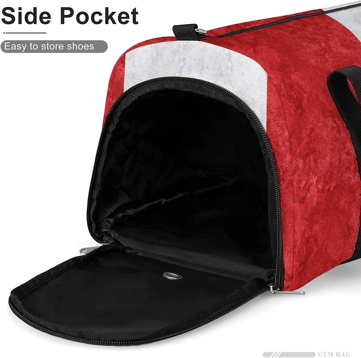 Travel Duffel Bag with Peru Flag Textured Shoe Compartment Waterproof Sports Gym