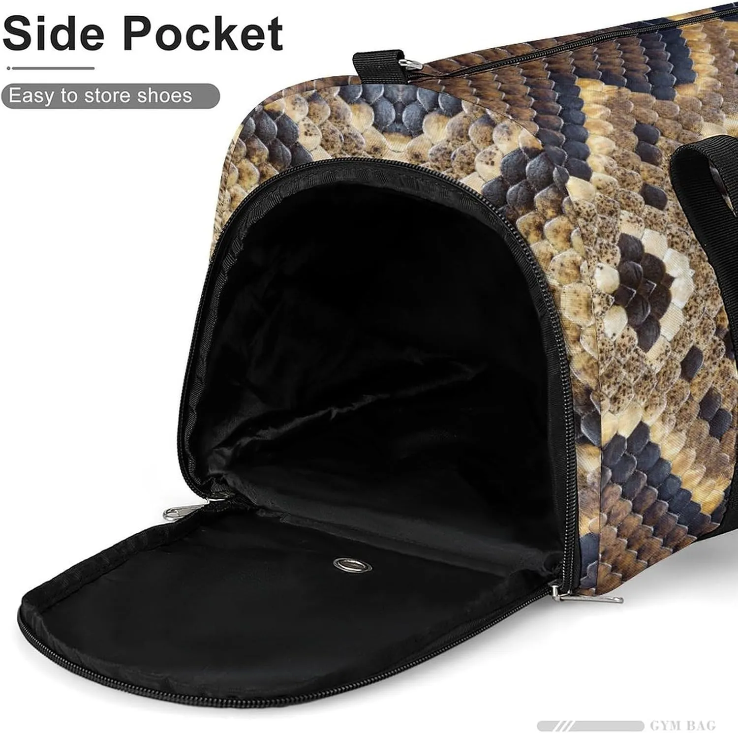 Travel Gym Bag with Textures Patterns Boa for Men Women Shoe Compartment Weekender
