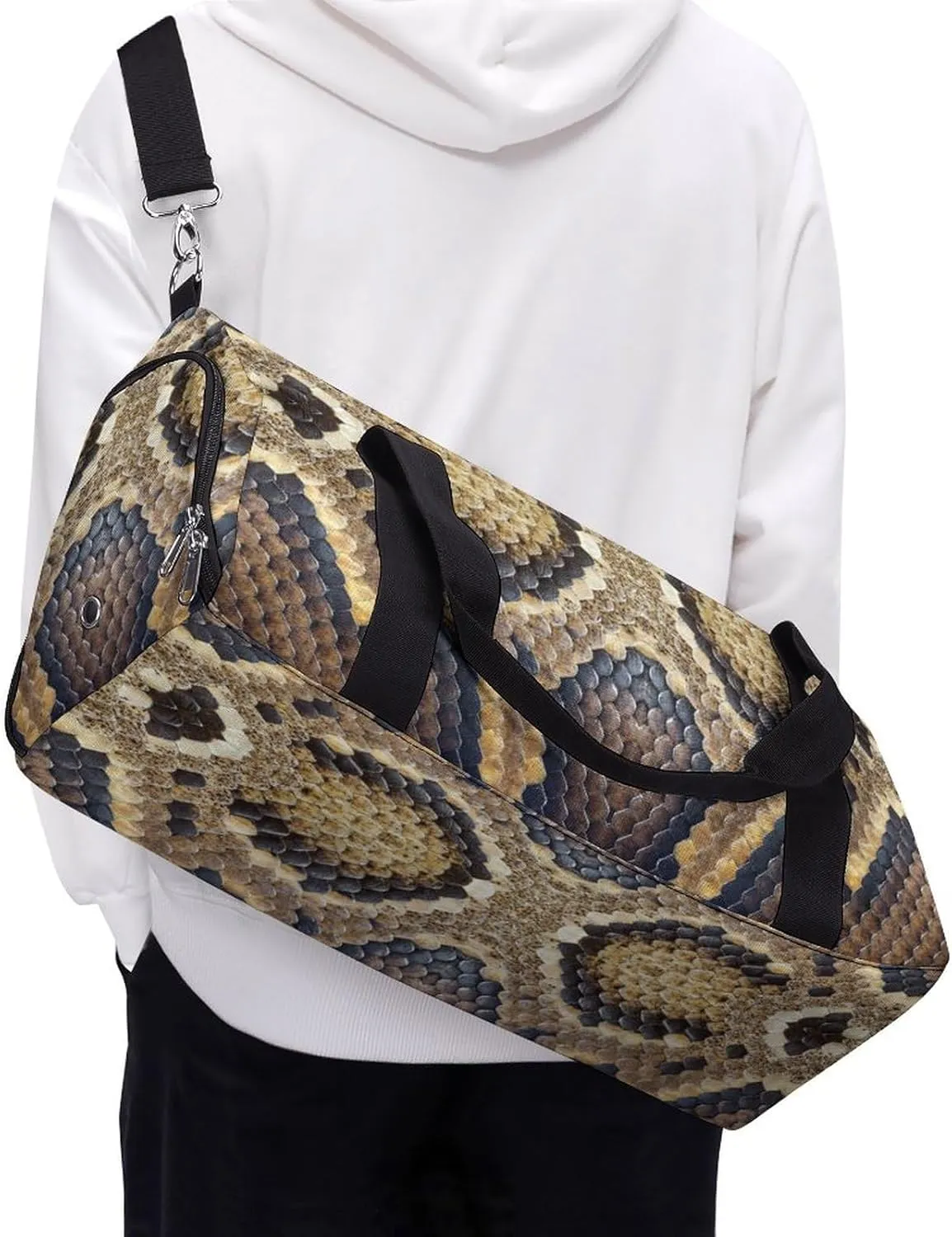 Travel Gym Bag with Textures Patterns Boa for Men Women Shoe Compartment Weekender