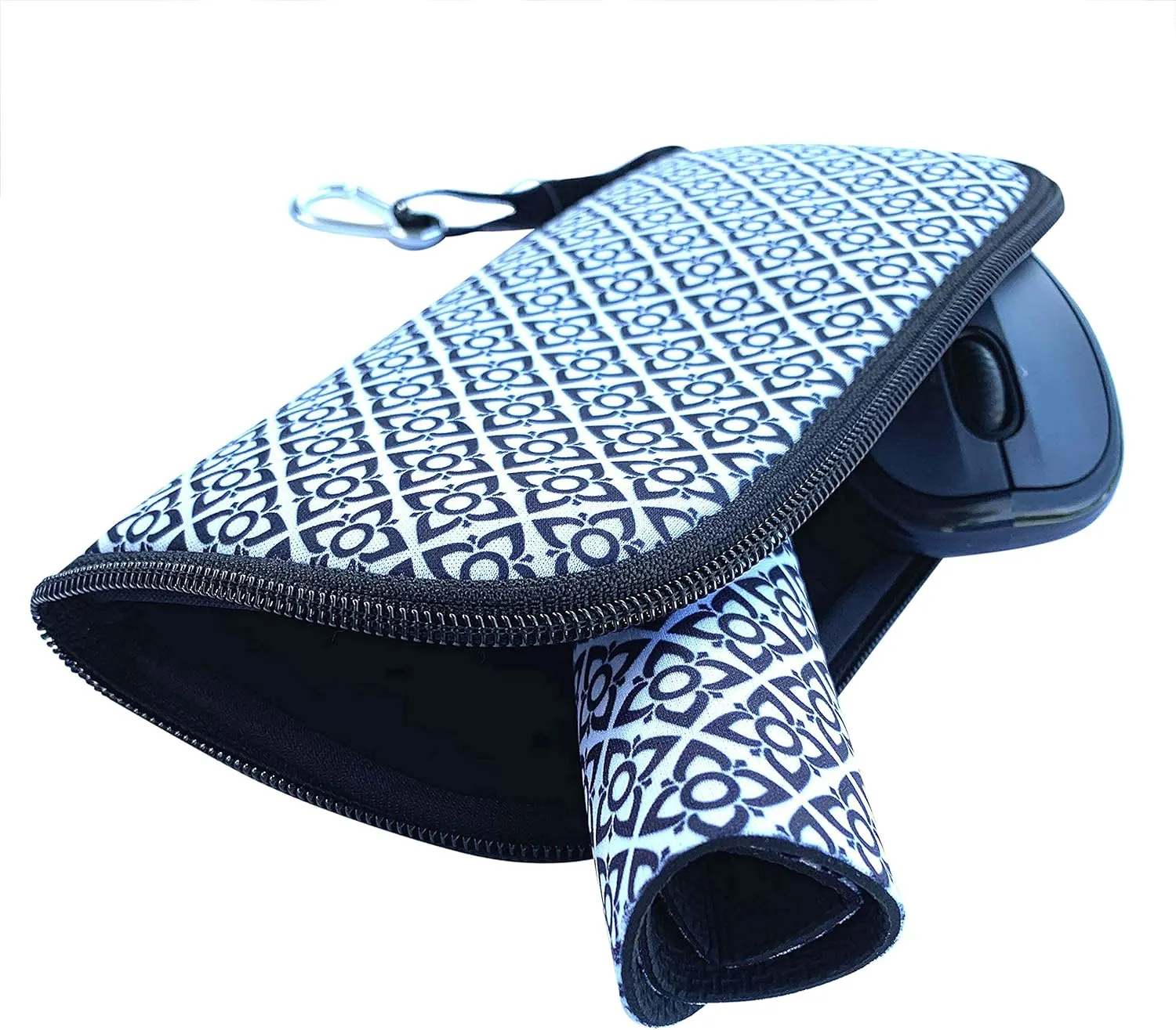 Travel Mouse Case Electronics Organizer Bag | Laptop Cord Cable Accessory Pouch with Extra Rolled Up Travel Mouse Pad | Pouch Also Unzips Flat Into Mouse Pad (Navy Floral)