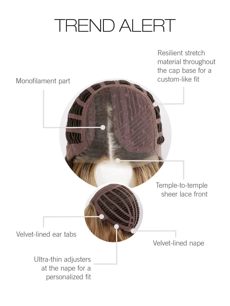 TREND ALERT Chin-Length Full Volume Bob Boy Cut Wig, Designer Series by Hairuwear, Average Cap Size, GF11-25SS Honey Pecan