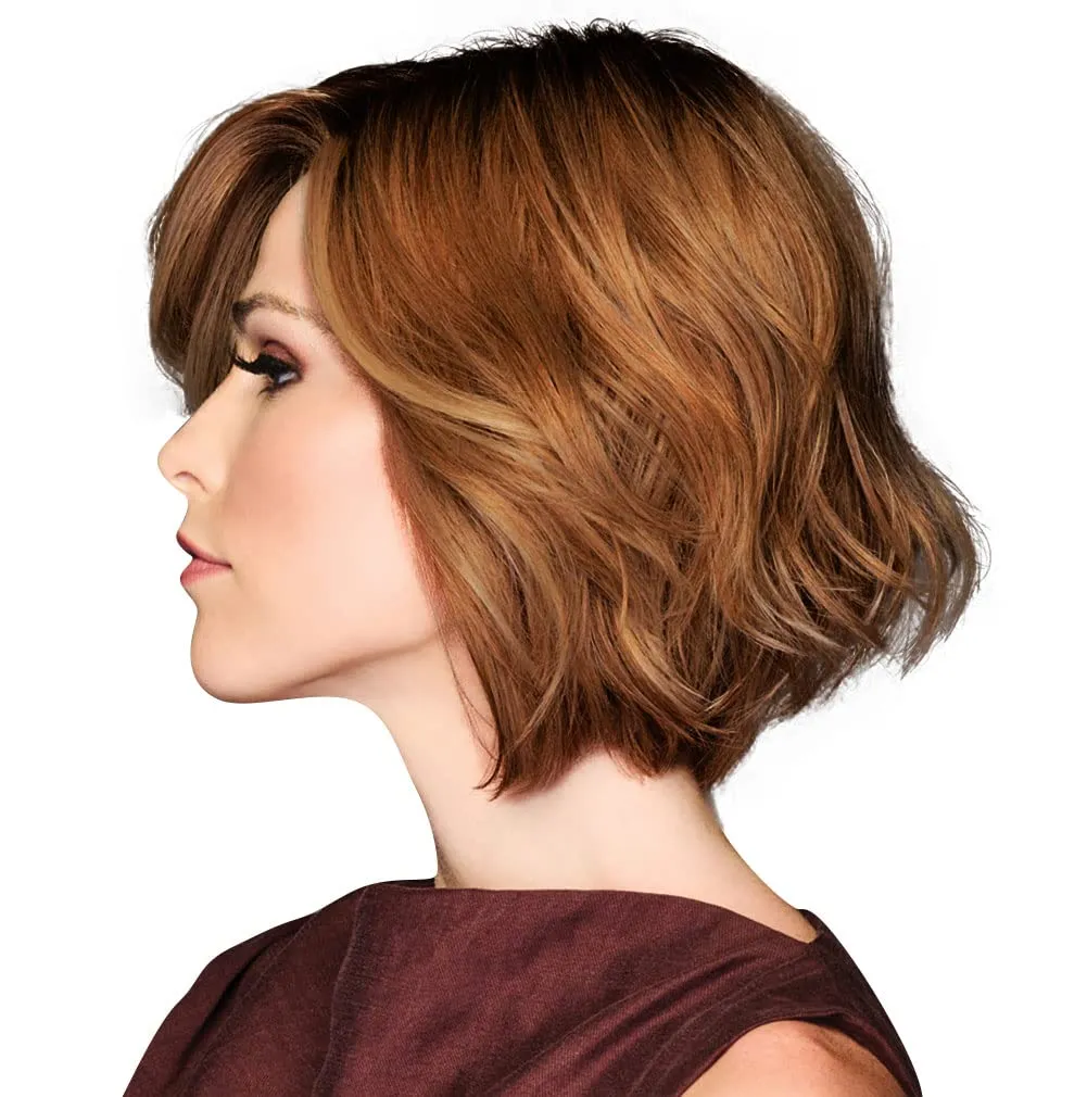 TREND ALERT Chin-Length Full Volume Bob Boy Cut Wig, Designer Series by Hairuwear, Average Cap Size, GF29-25 Golden Russet