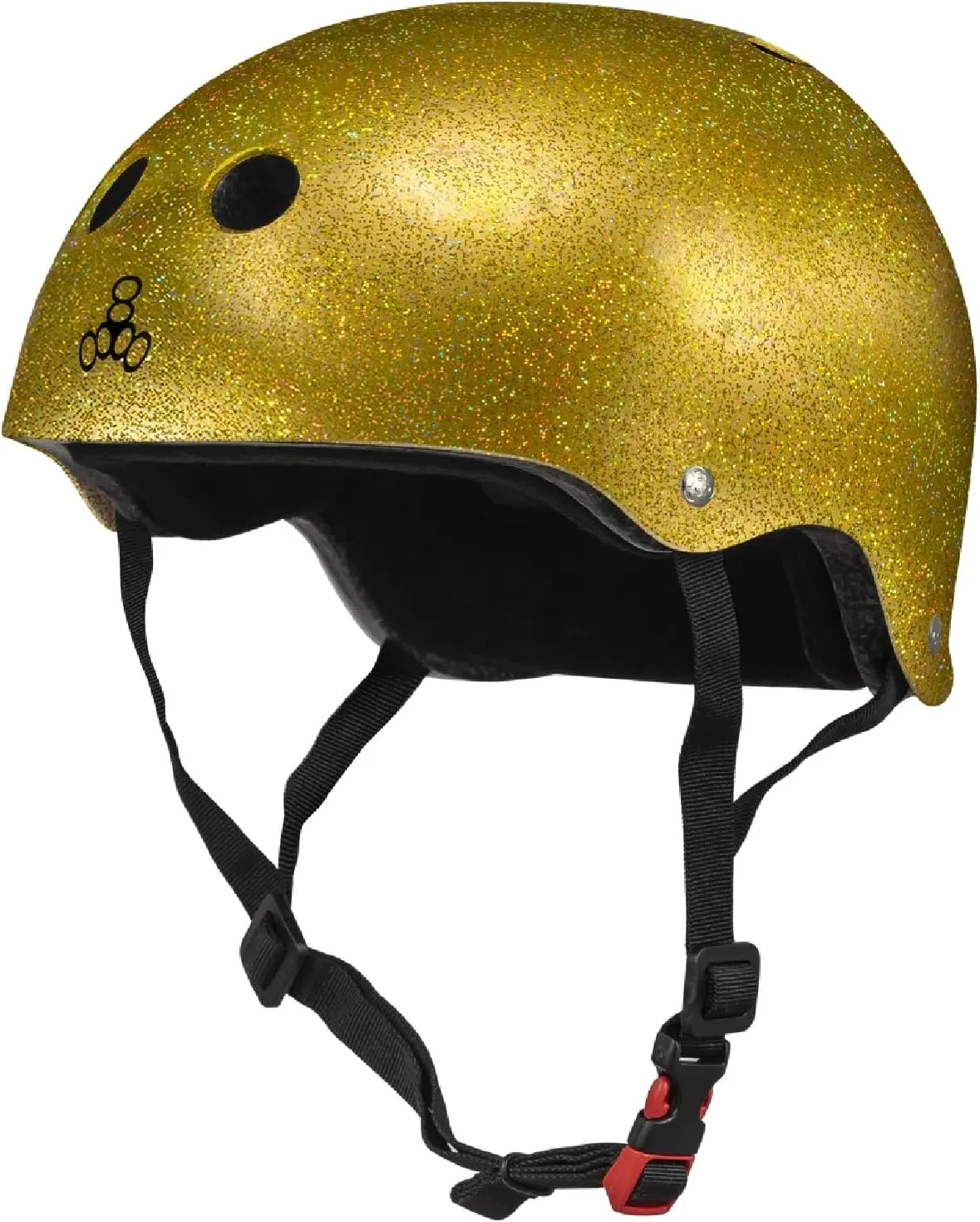 Triple Eight The Certified Sweatsaver Helmet for Skateboarding, BMX, Roller Derby and Roller Skating, Gold Glitter, XS/S