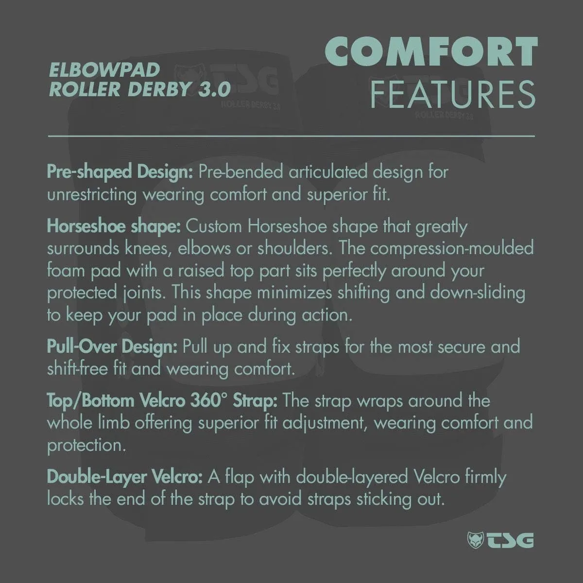 TSG Elbow Pads 3.0 for Roller Derby, Skateboard, Hardshell, EVA Foam, Impact Protection, Tear Resistant Nylon, Certified, Secure Fit, Velcro Strap, Ergonomic, Slim Profile, Anti Slip, Swiss Design