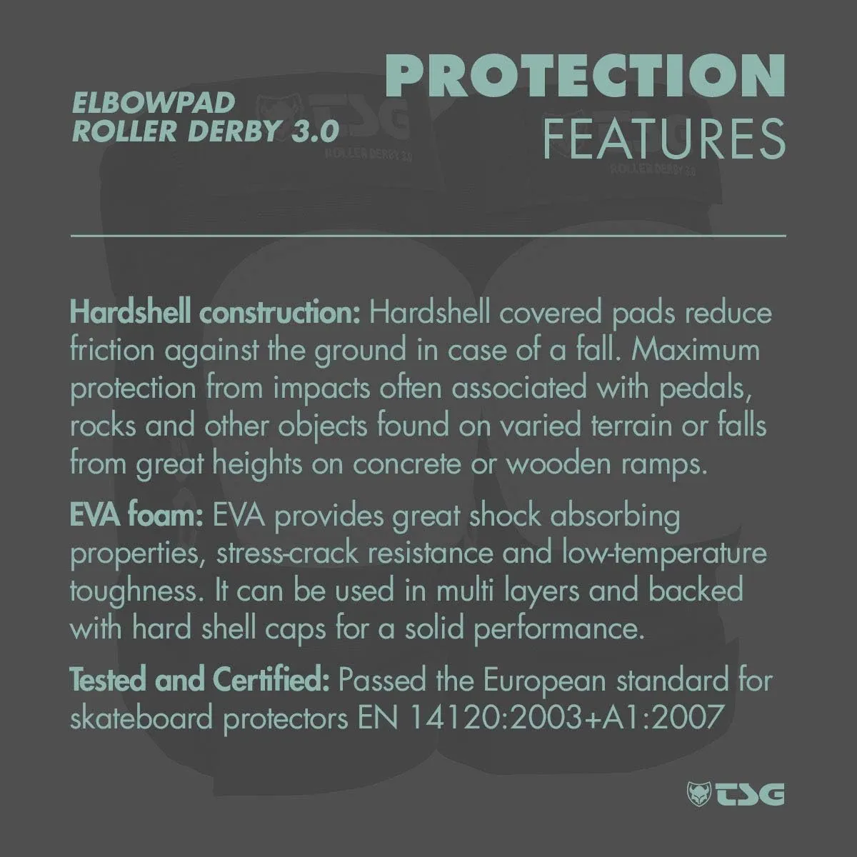 TSG Elbow Pads 3.0 for Roller Derby, Skateboard, Hardshell, EVA Foam, Impact Protection, Tear Resistant Nylon, Certified, Secure Fit, Velcro Strap, Ergonomic, Slim Profile, Anti Slip, Swiss Design