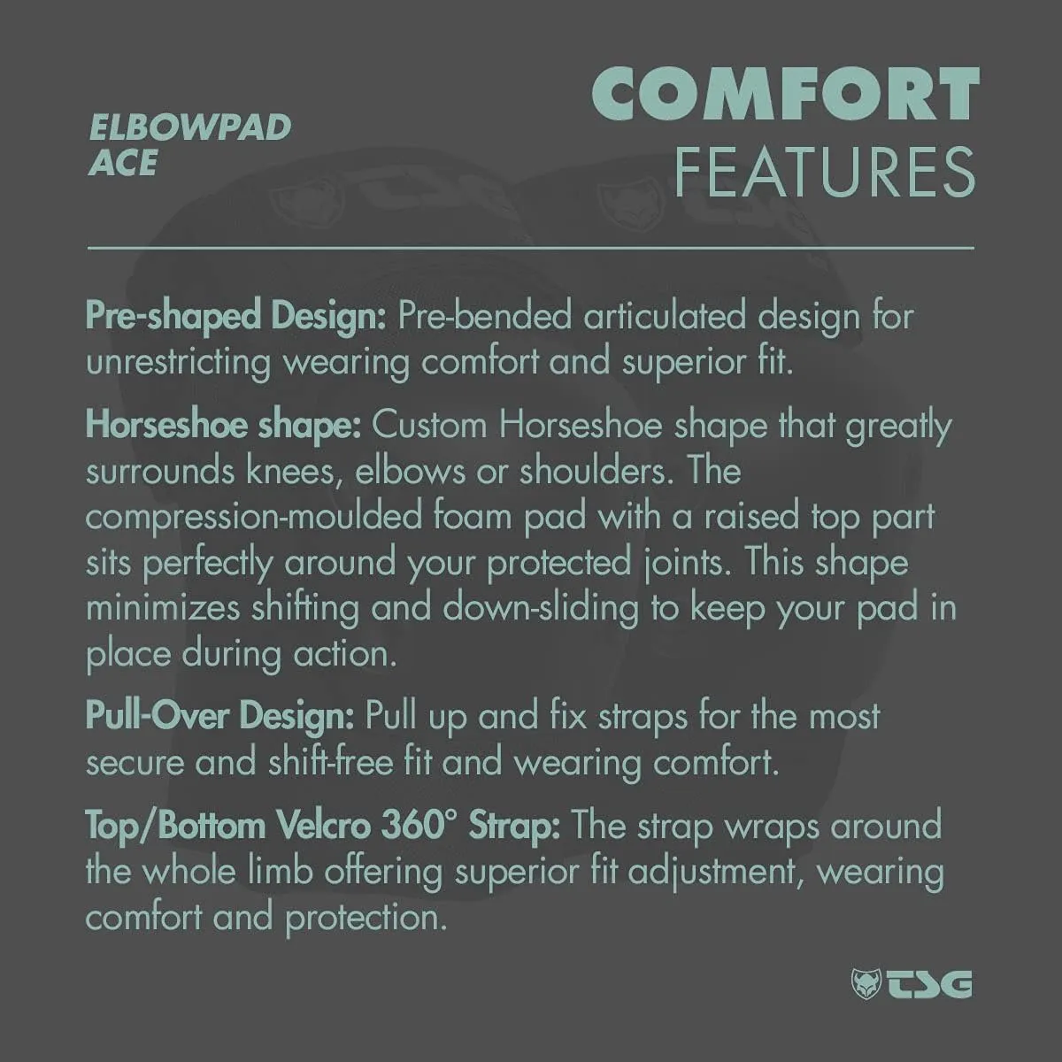 TSG Elbowpad Ace Protective Pads, Hardshell, EVA Foam, PE Elbow Cap, Tear Resistant Nylon, 360 Degree Wrap Strap, Pre Shaped, Horseshoe, Slip On, Pull Over, Skating, Downhill, Black