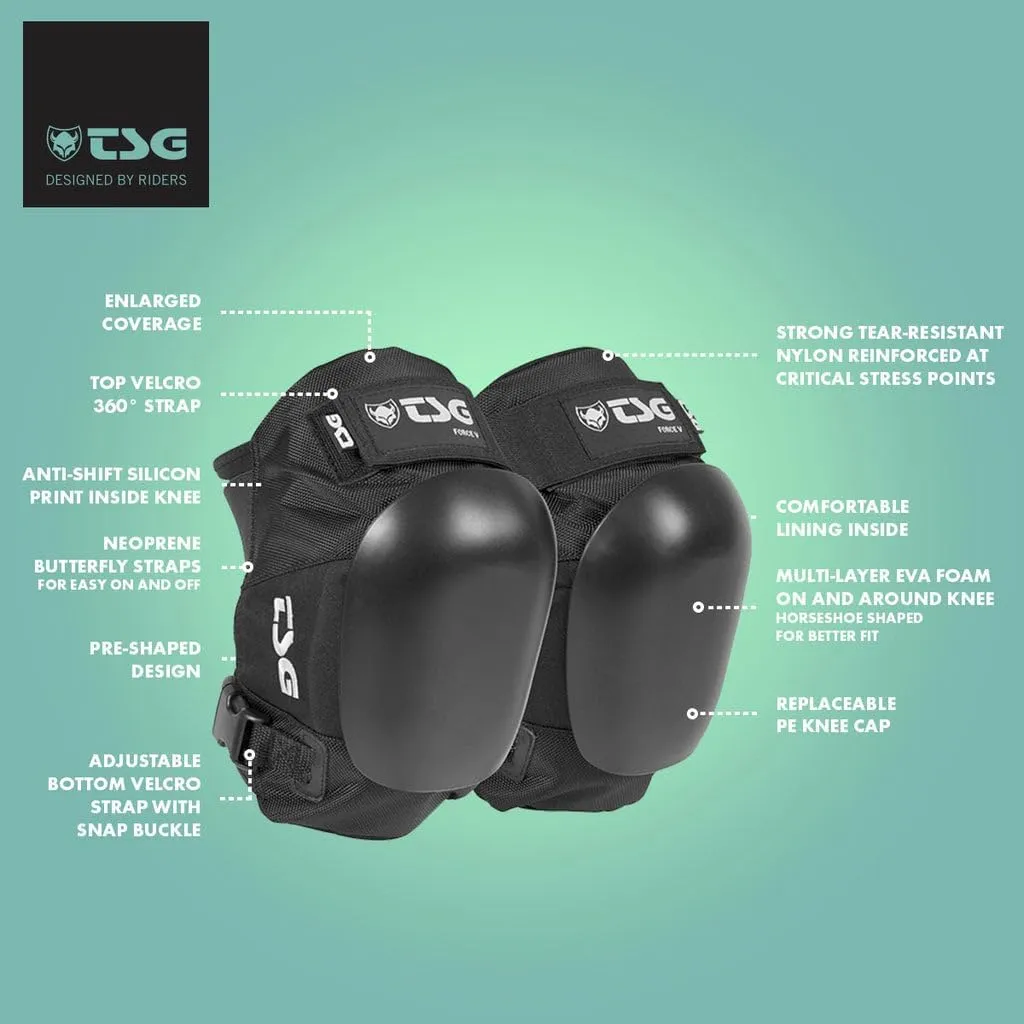 TSG Kneepad - Force V Skate Kneepads | Hardshell Construction, Multilayer EVA Foam, Neoprene Butterfly Straps, Open Back Design | For Roller Derby, Skate VertPark