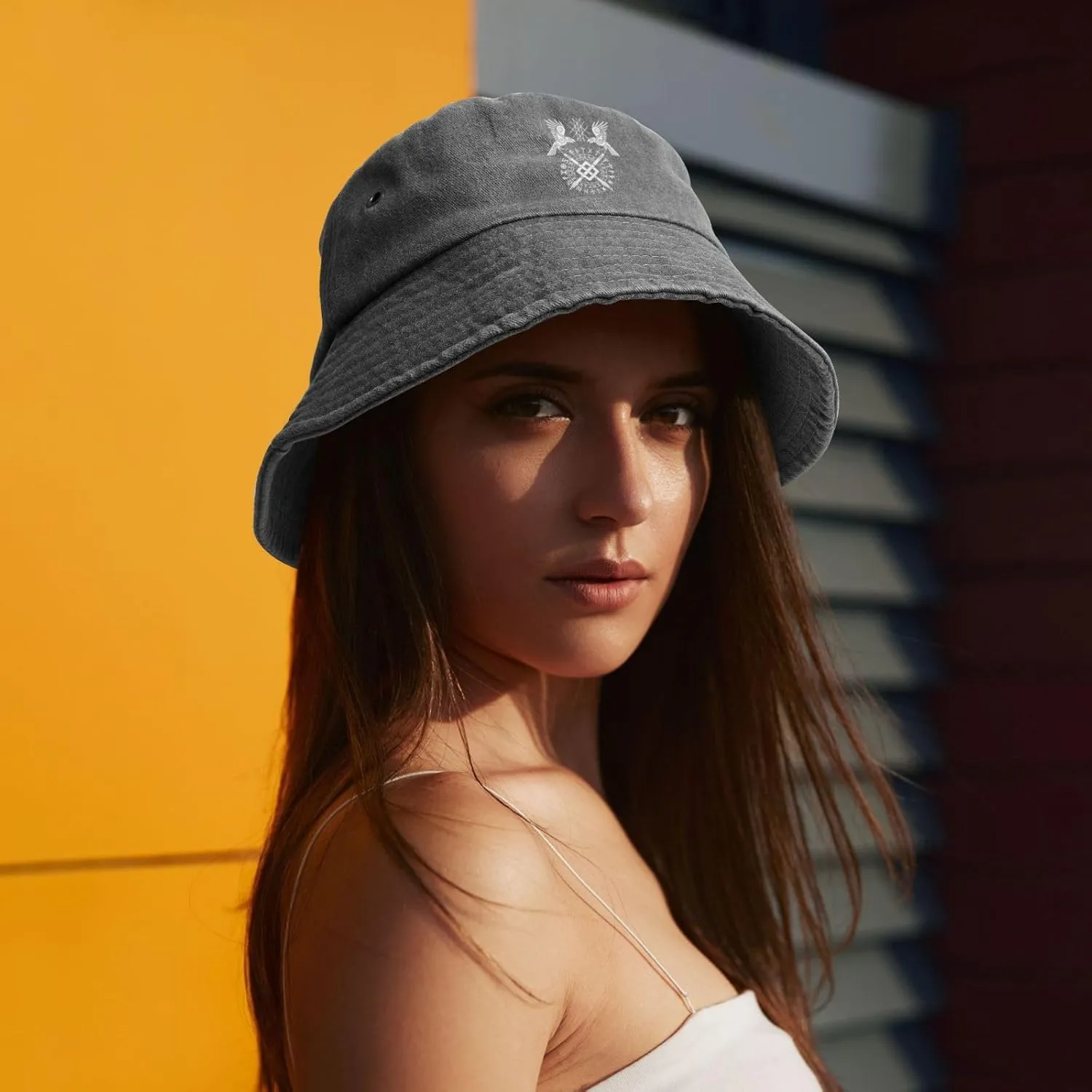 Twin Ravens of Odin Norse Pagan Symbol Bucket Hat Cotton Sun Hat Summer Beach Hat