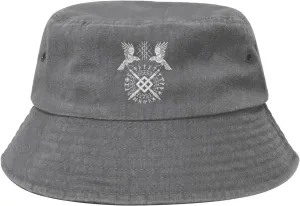 Twin Ravens of Odin Norse Pagan Symbol Bucket Hat Cotton Sun Hat Summer Beach Hat