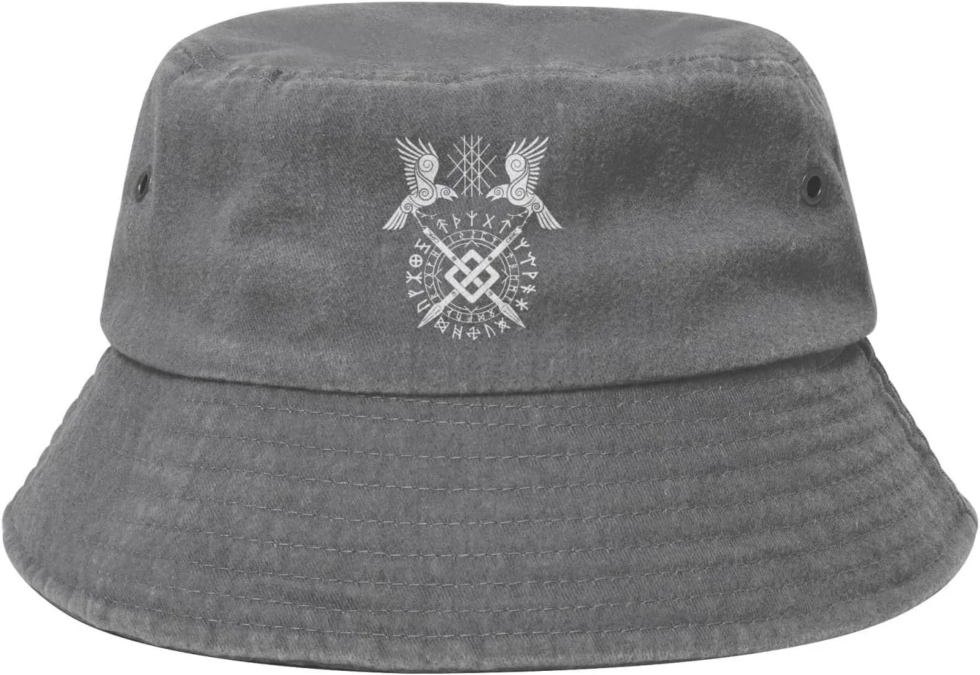 Twin Ravens of Odin Norse Pagan Symbol Bucket Hat Cotton Sun Hat Summer Beach Hat