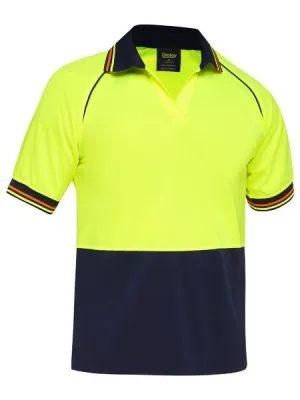 TWO TONE HI VIS V-NECK POLOSHIRT SHORT SLEEVE