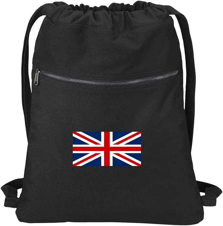 UK Flag Drawstring Backpack RICH CANVAS United Kingdom British Flag Cinch Bag