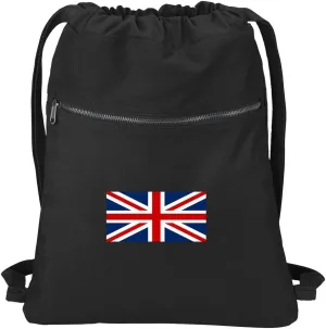UK Flag Drawstring Backpack RICH CANVAS United Kingdom British Flag Cinch Bag