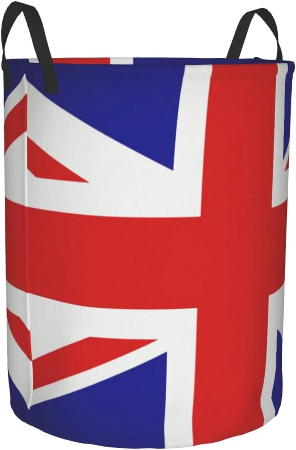United Kingdom Flag Union Jack Laundry Hamper with Durable Handle Waterproof Foldable Laundry Basket Round Storage Basket Dirty Clothes Bag for Kids Bathroom Bedroom Dorm