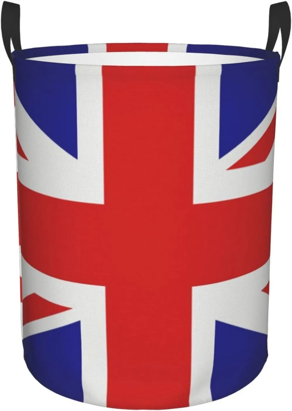 United Kingdom Flag Union Jack Laundry Hamper with Durable Handle Waterproof Foldable Laundry Basket Round Storage Basket Dirty Clothes Bag for Kids Bathroom Bedroom Dorm