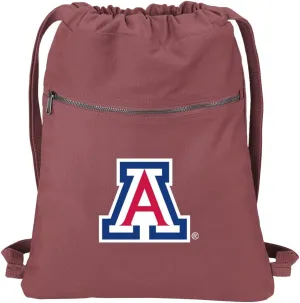 University of Arizona Drawstring Backpack 100% COTTON UA Wildcats Cinch Bag (Red)