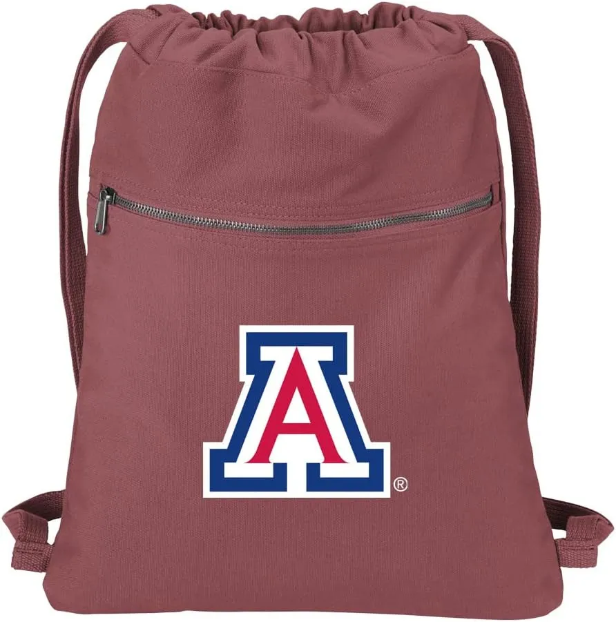 University of Arizona Drawstring Backpack 100% COTTON UA Wildcats Cinch Bag (Red)