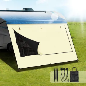 Upgraded RV Awning Sun Shade Screen with Privacy Curtain | UV Protection & Waterproof Polyester Fabric | Easy Installation for Campers, Trailers, Motorhomes (Beige, 8'X13'3'' for 14 ft Awning)