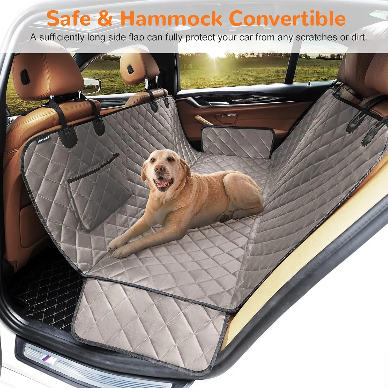 URPOWER 100% Waterproof Pet Seat Cover Car Seat Cover for Pets - Scratch Proof & Nonslip Backing & Hammock, Quilted, Padded, Durable Pet Seat Covers for Cars Trucks and SUVs