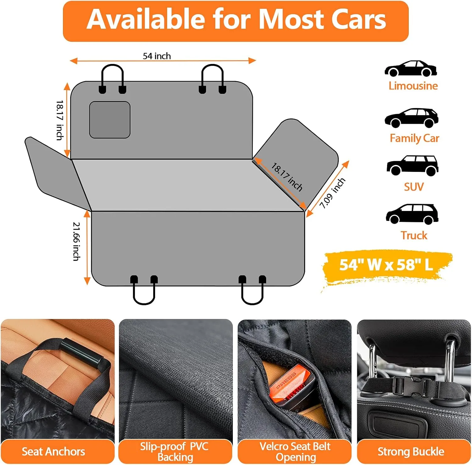 URPOWER 100% Waterproof Pet Seat Cover Car Seat Cover for Pets - Scratch Proof & Nonslip Backing & Hammock, Quilted, Padded, Durable Pet Seat Covers for Cars Trucks and SUVs