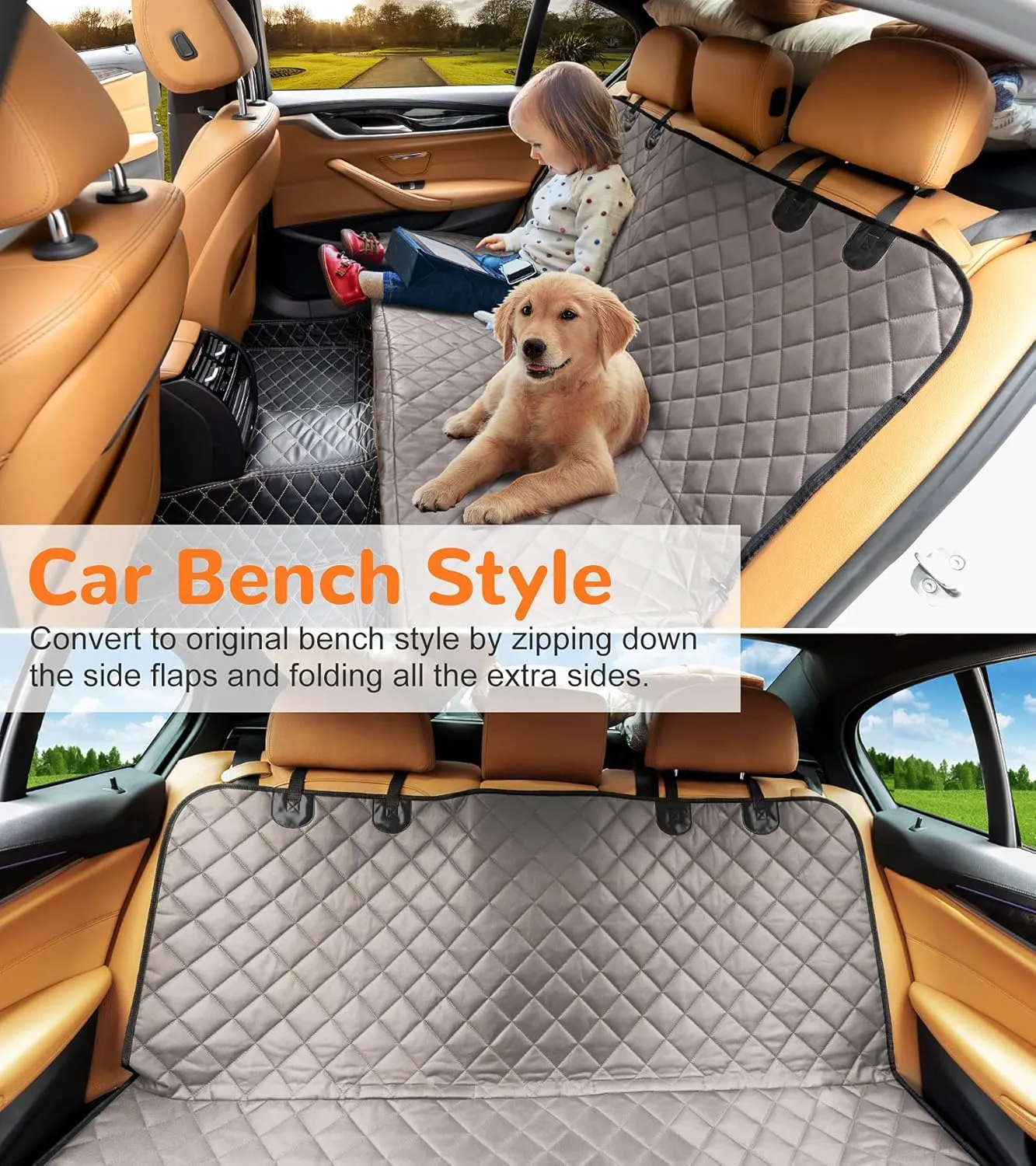 URPOWER 100% Waterproof Pet Seat Cover Car Seat Cover for Pets - Scratch Proof & Nonslip Backing & Hammock, Quilted, Padded, Durable Pet Seat Covers for Cars Trucks and SUVs