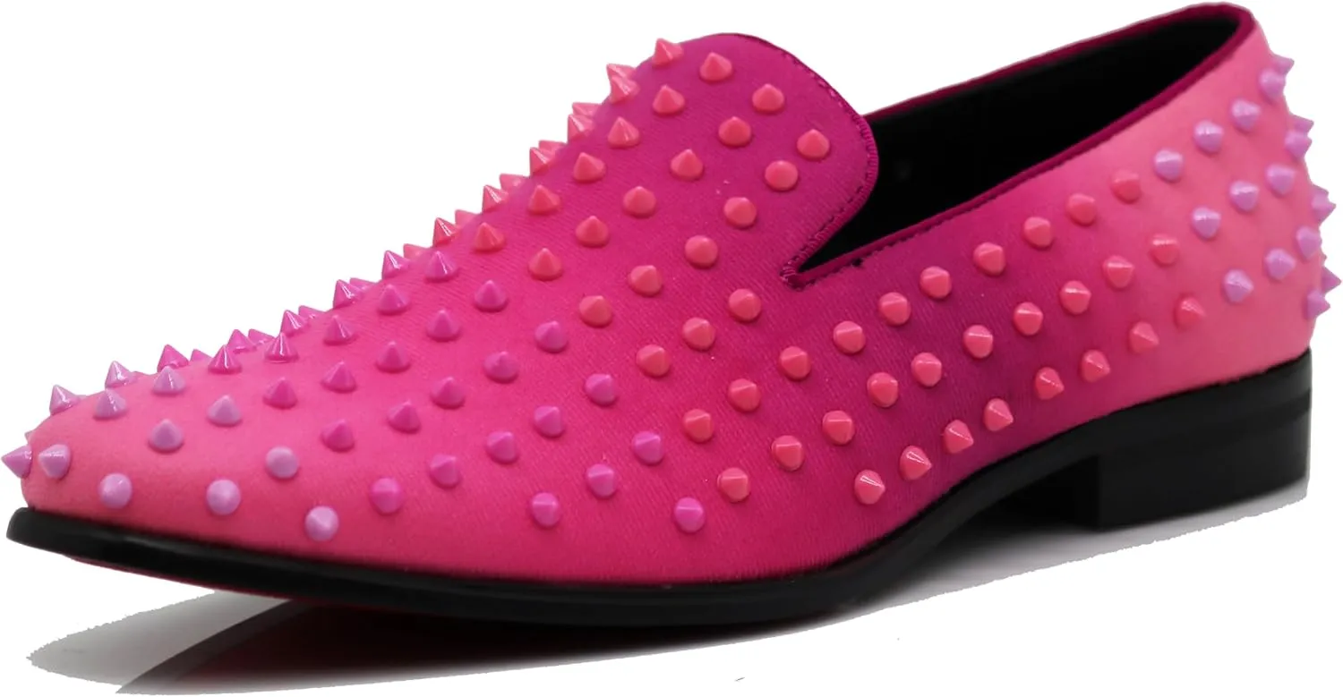 USOP Men's Fashion Spike Gradient Dress Loafers Slip On Shoes Classic Tuxedo Dress Shoes