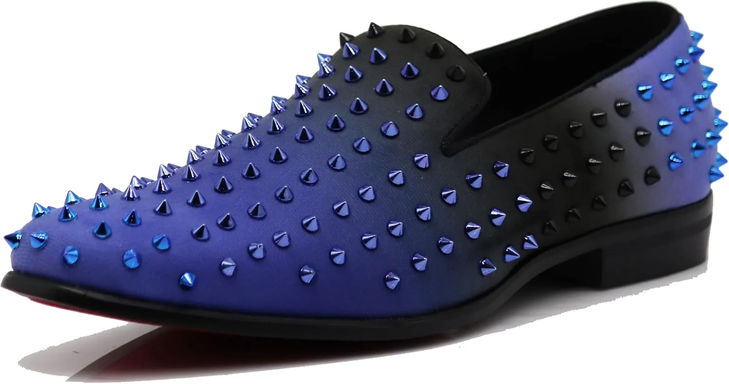 USOP Men's Fashion Spike Gradient Dress Loafers Slip On Shoes Classic Tuxedo Dress Shoes