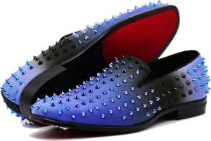 USOP Men's Fashion Spike Gradient Dress Loafers Slip On Shoes Classic Tuxedo Dress Shoes