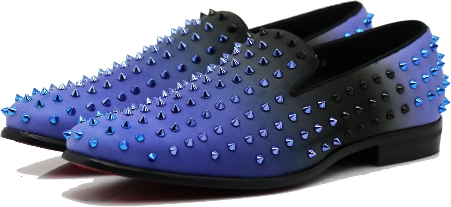 USOP Men's Fashion Spike Gradient Dress Loafers Slip On Shoes Classic Tuxedo Dress Shoes