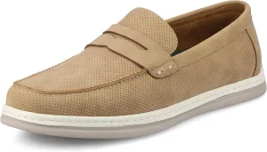 Vance Mens Brantley Penny Loafer Slip-on Perforated Pattern Round-Toe 6mm Vance Comfort System Insole Taupe 10 Medium Mens US