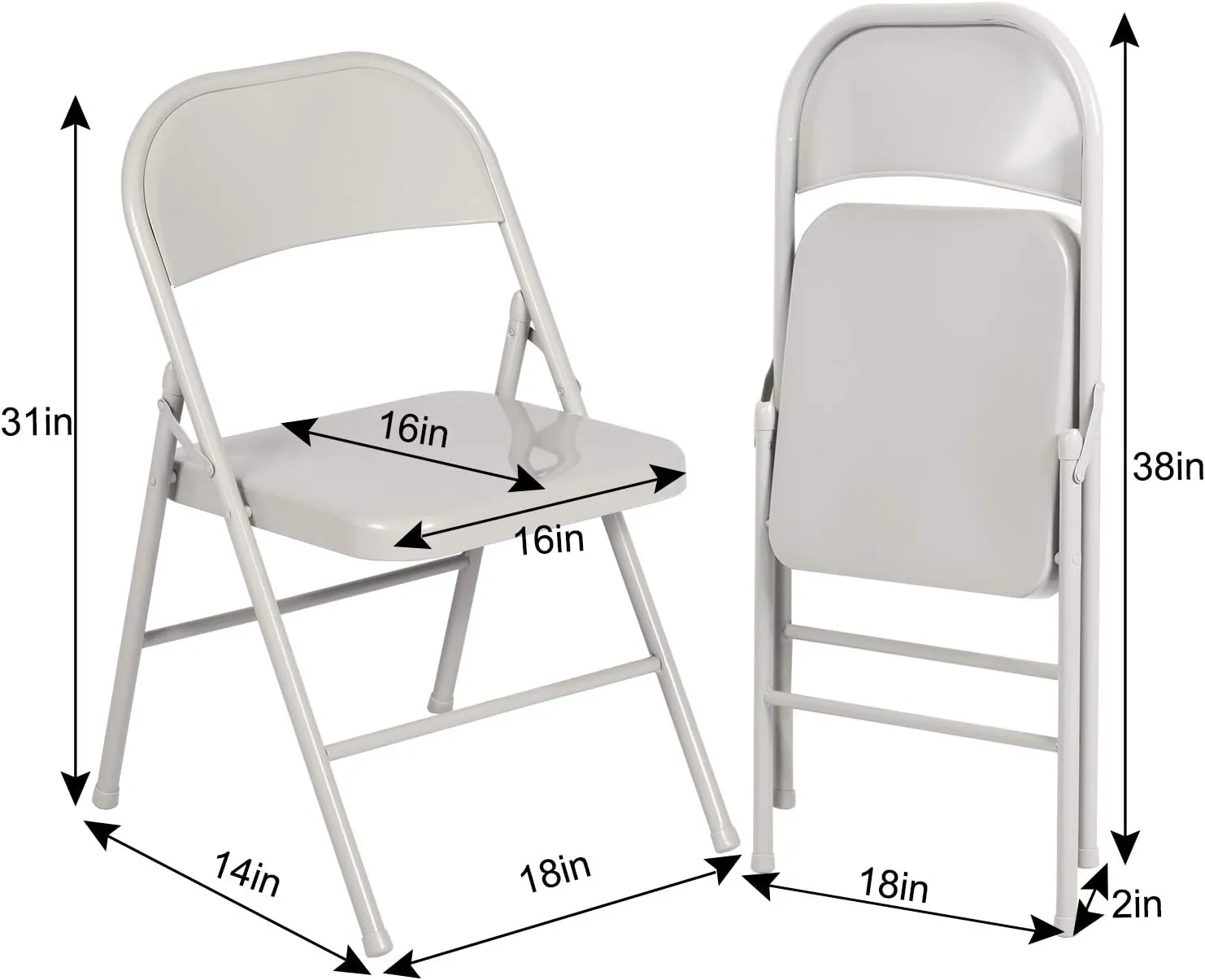 VECELO Metal Folding Chairs 4 Pack, Double Hinged Steel Frame Easy Foldable&Stackable for Office Kitchen Dinning Wedding Patio and Garden