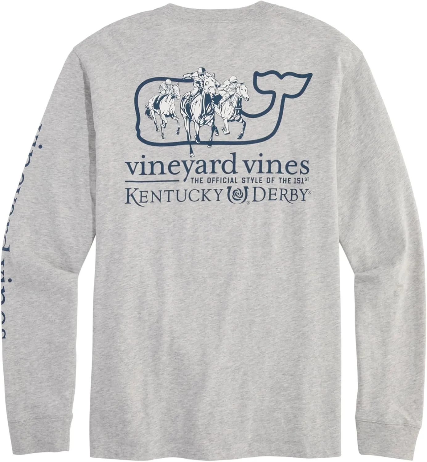 vineyard vines Men's Kentucky Derby Whale Outline Race Long-Sleeve Pocket Tee