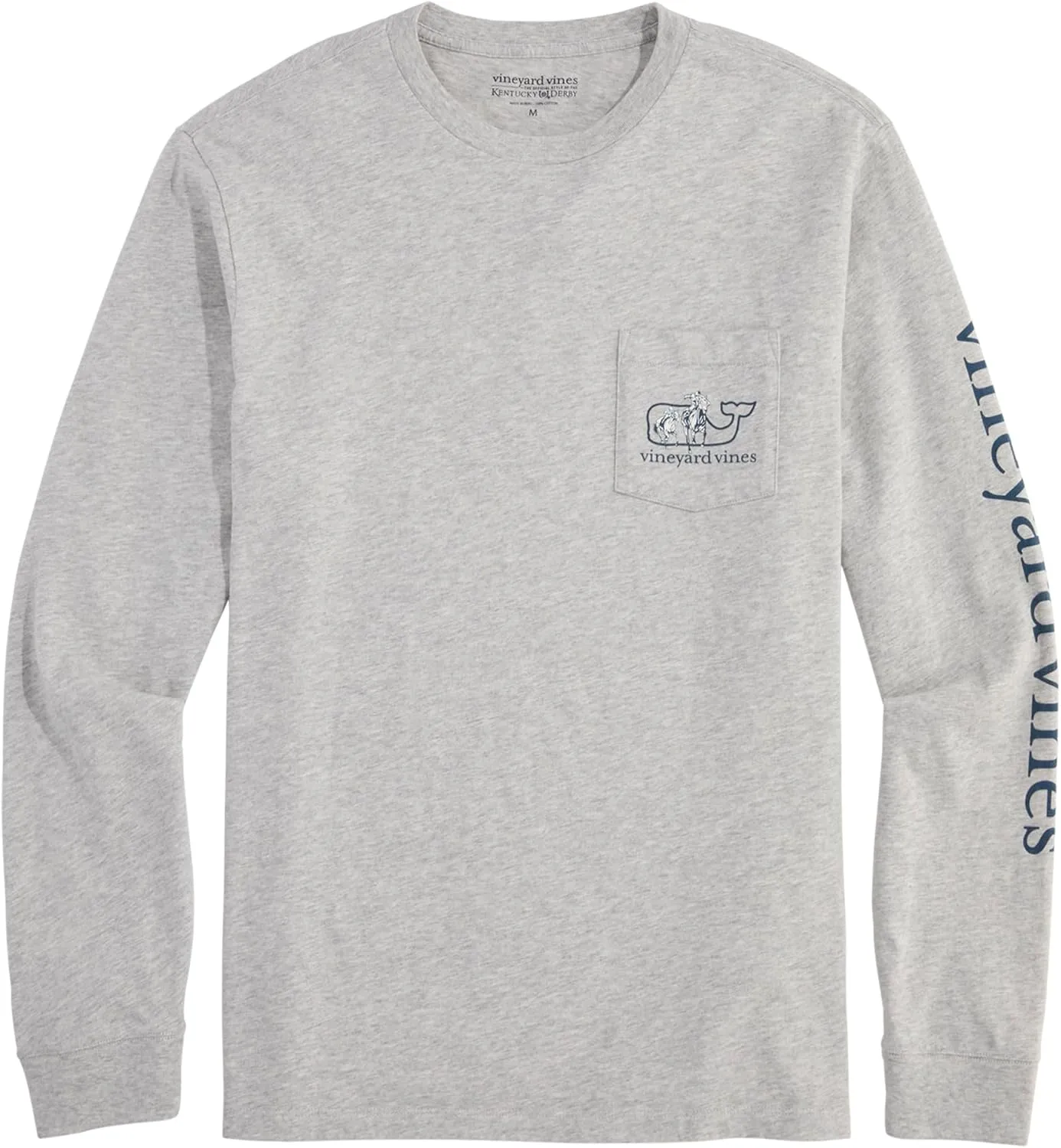 vineyard vines Men's Kentucky Derby Whale Outline Race Long-Sleeve Pocket Tee