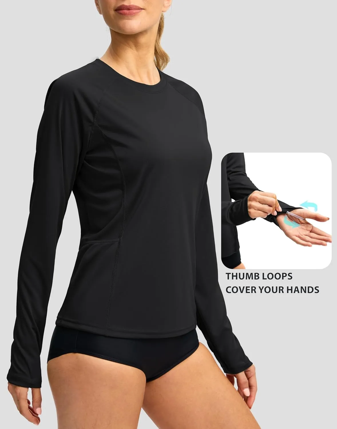 Viodia Rash Guard for Women UPF 50  SPF UV Long Sleeve Shirts Sun Protection Dri Fit Hiking Swim Shirt with Pockets